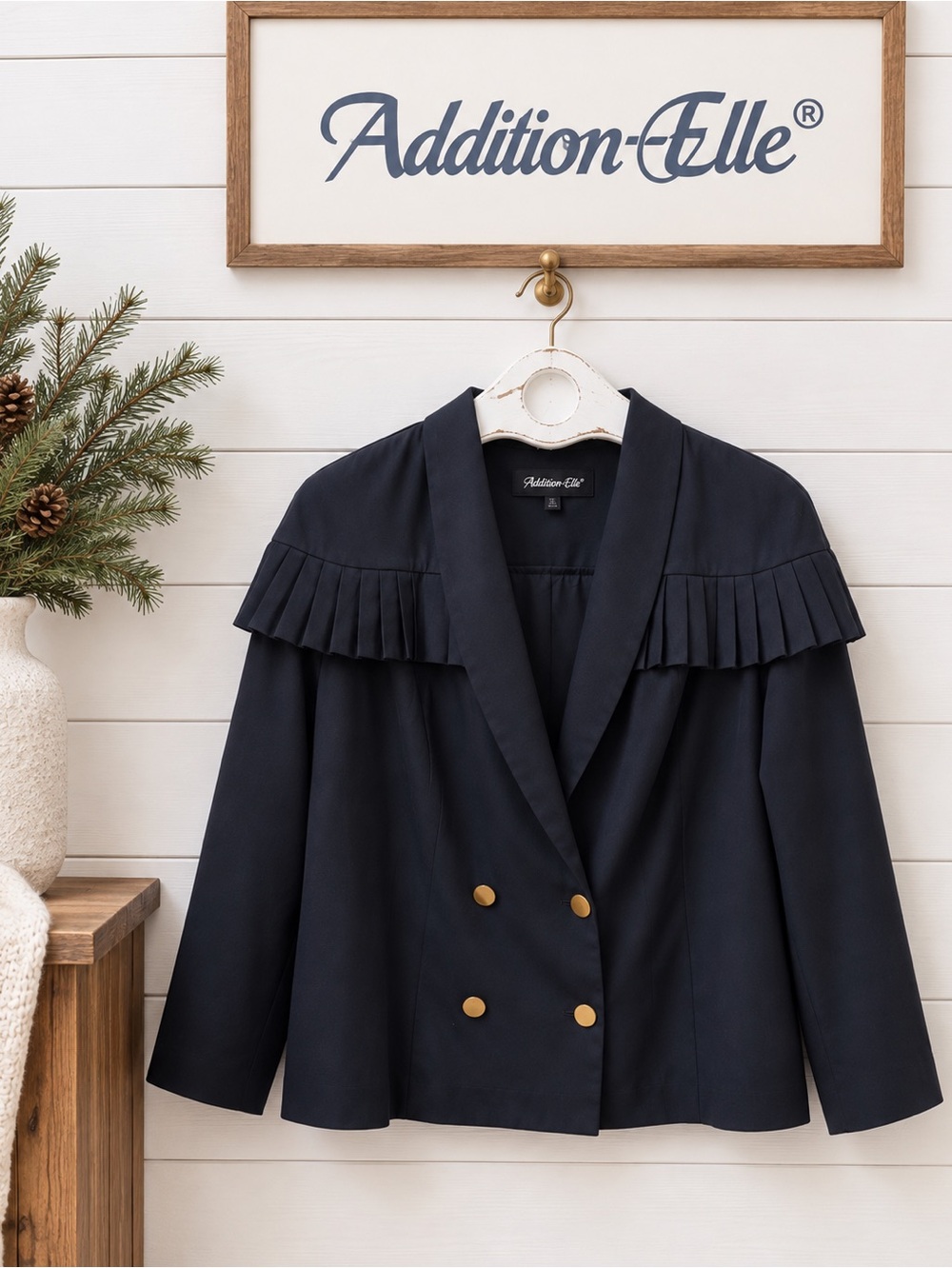 BLACK ADDITION ELLE PLEATED TRIM BLAZER JACKET SIZE 20W
